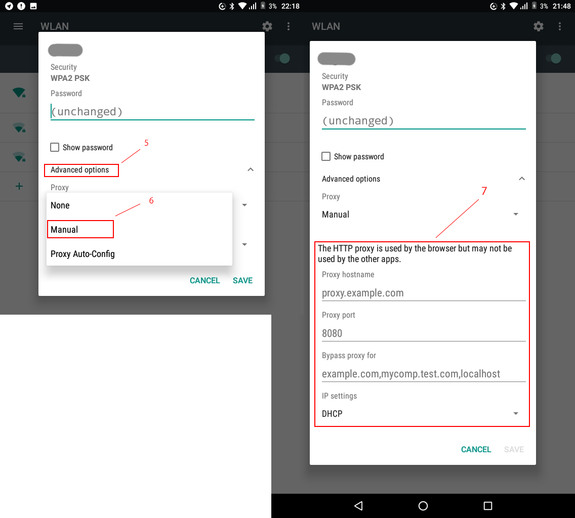 Set up a proxy server on Android